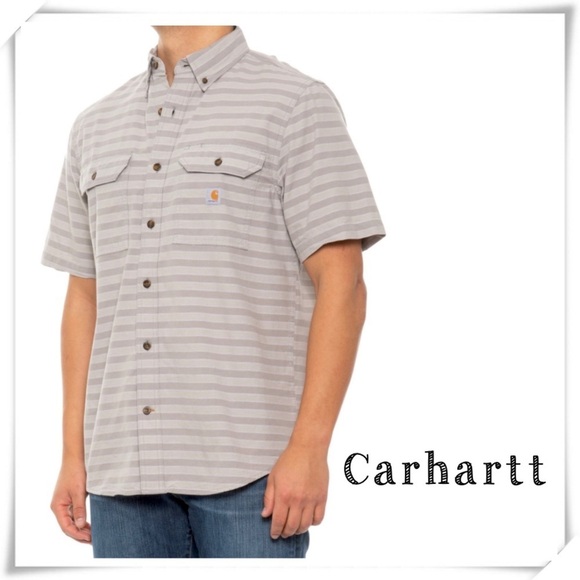 CARHARTT 105175 Strip Print Flex Loose Fit Short Sleeve Shirt in Gray Size 2XL - Picture 1 of 10